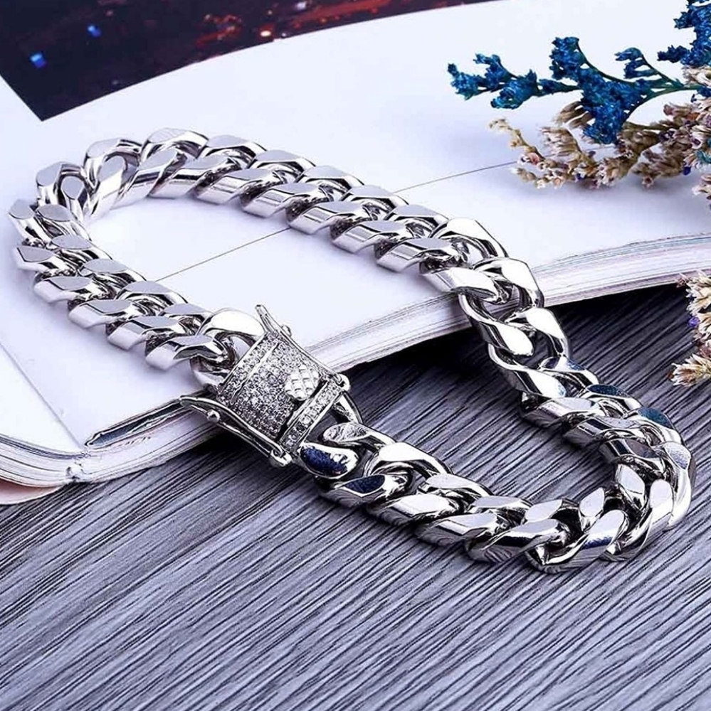 Miami cuban link bracelet with iced out clasp Men - Picture 2 of 4